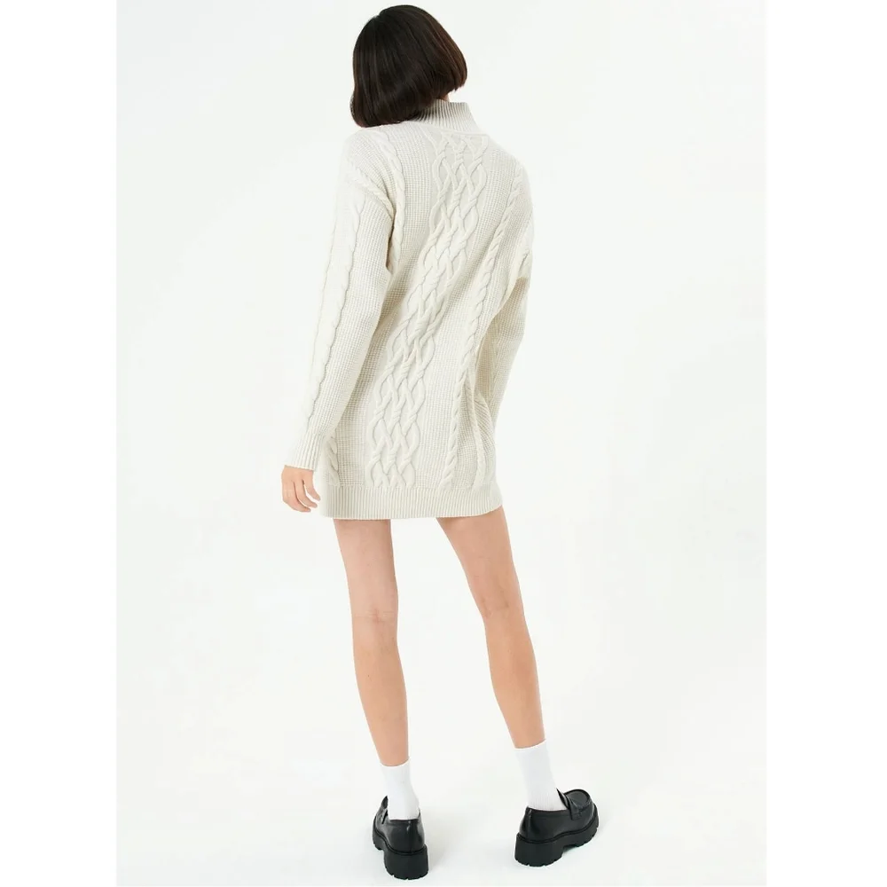 Aritzia Sunday Best Demi Chunky Cable Knit Ribbed Sweater Dress - Picture 14 of 14